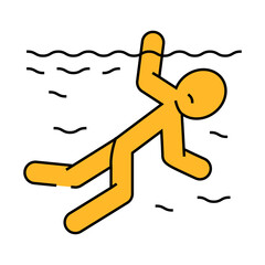 drowned man accident line icon vector. drowned man accident sign. isolated symbol illustration