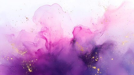 Purple powder gold splash ink texture poster background