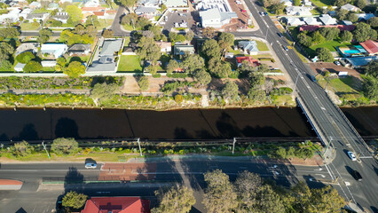 Aerial view of Busselton at sunrise, Western Australia