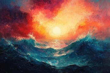 Naklejka premium Abstract oil painting illustration background created with Generative AI