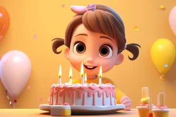 Birthday dessert balloon smiling.