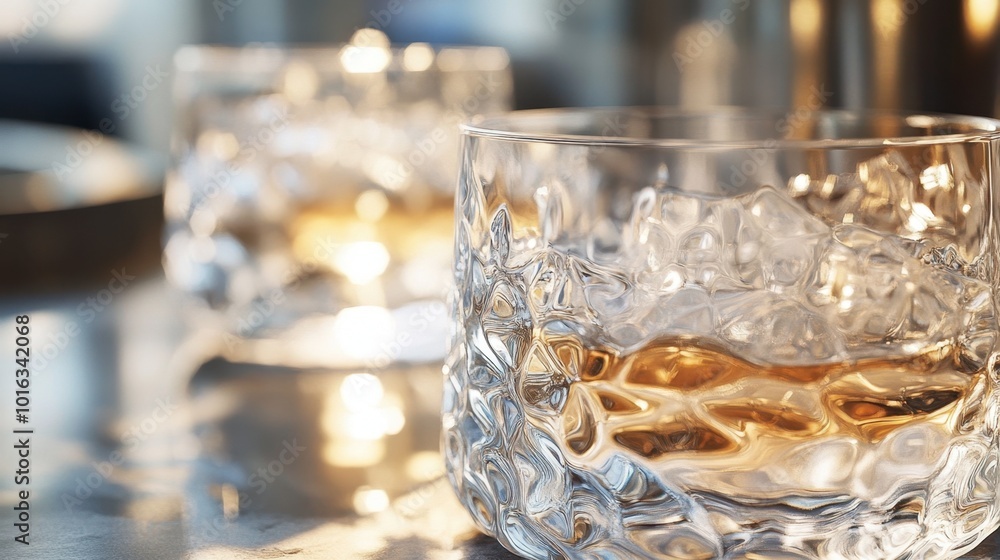 Aufkleber a close-up of textured glassware with a multi-dimensional surface, enhancing the tactile and visual 