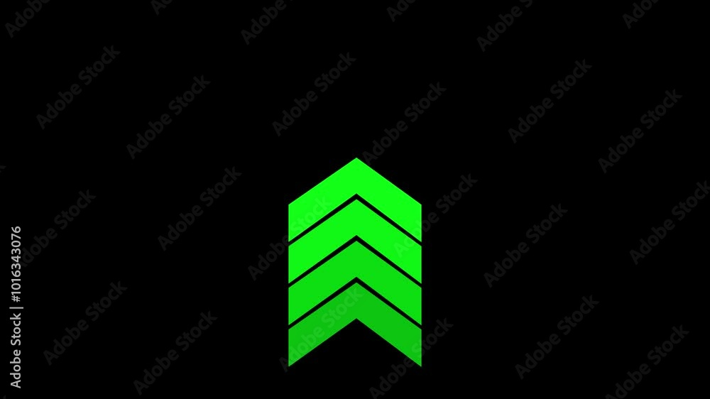 Poster animation of sweep arrow icon, upward and transparent with black background with white swipe up poin