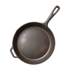 An old, worn cast iron skillet with a rustic, distressed appearance