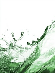 Dynamic Green Water Splash with Minimalistic White Background