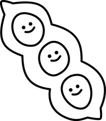 a cute green peas doodle hand drawn outline image