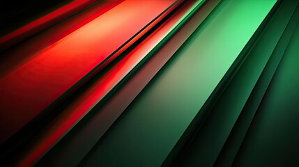 Obraz premium A minimalist green and red abstract background featuring clean lines and soft light and shadow, giving a modern and elegant visual effect.