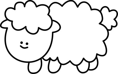 a cute sheep doodle hand drawn outline image