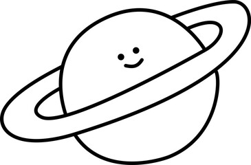 a cute saturn doodle hand drawn outline image
