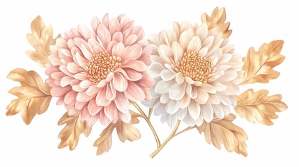 Traditional Chinese pink gold chrysanthemum illustration poster background