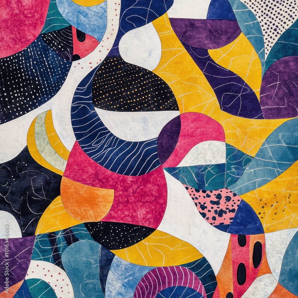 Poster abstract colorful shapes and patterns create a vibrant artistic composition.