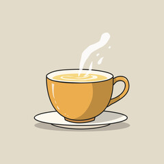 A Minimalistic Illustration of a Steaming Cup of Ginger Tea