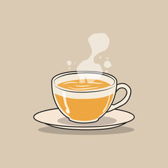 A Minimalistic Illustration of a Steaming Cup of Ginger Tea