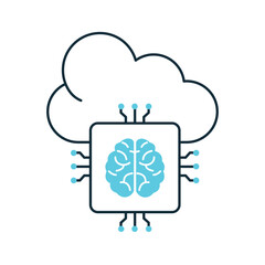 AI Cloud Solutions for System Automation Vector Icon Design, cloud services, digital cloud, neural networks