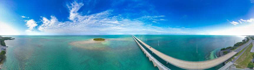 Interstate and bridge across Keys Islands, Florida aerial view