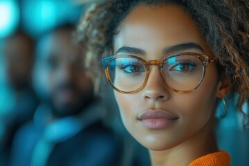 dynamic business team collage diverse professionals in sleek office overlapping images show collaboration and individual expertise modern aesthetic with cool blue tones and sharp contrasts