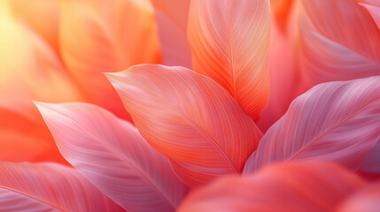 Fototapeta premium Tropical leaves background. Orange abstract leaves 