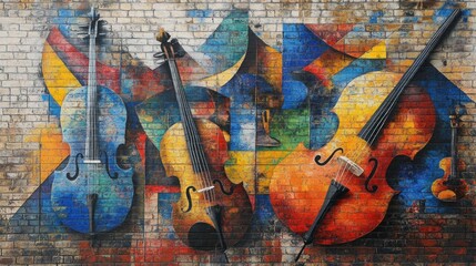 Colorful Violin Mural