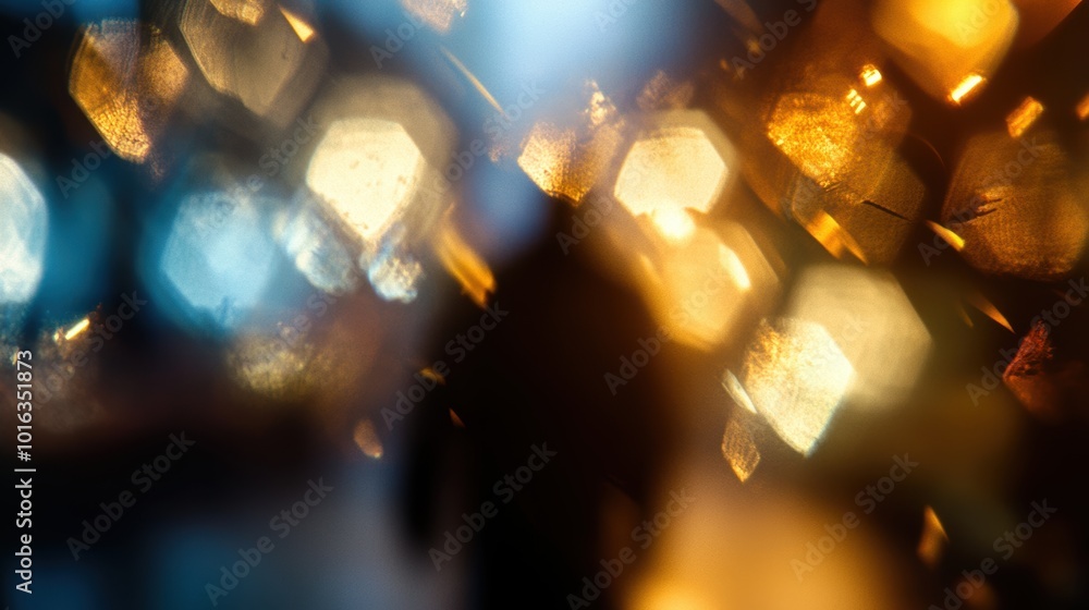 Poster golden bokeh lights are glowing and creating a festive atmosphere