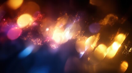 Golden bokeh lights are glowing and creating a festive atmosphere