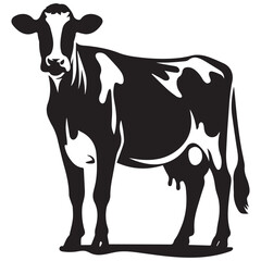 Cow black silhouette vector isolated on white background for farm design	