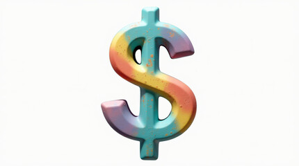 Obraz premium Vibrant Dollar Sign Isolated on Colorful Background – Artistic Currency Symbols for Financial and Business Themes