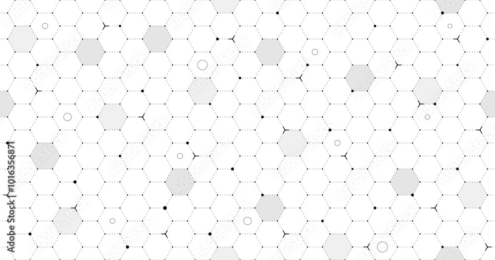 Leinwandbilder VR HUD futuristic interface hexagons grid. Digital UI screen hexagonal mesh. GUI hi tech visor seamless pattern. Spaceship head up display linear hex particles. FUI Sci Fi dashboard. White background