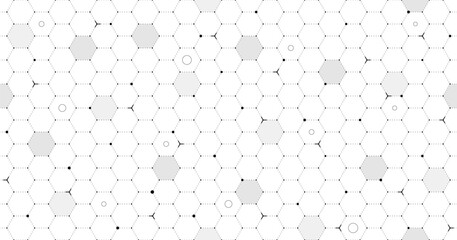 VR HUD futuristic interface hexagons grid. Digital UI screen hexagonal mesh. GUI hi tech visor seamless pattern. Spaceship head up display linear hex particles. FUI Sci Fi dashboard. White background