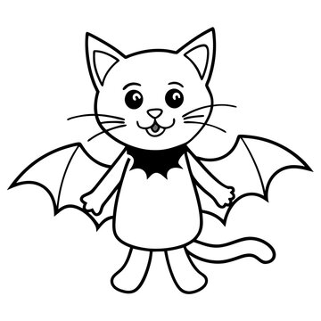 recommend clip art: Vampire Kitten with Bat Wings Playful Line Art Vector
