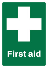 Fototapeta premium OSHA/ANSI emergency and first aid safety signs sentence case text_first aid_portrait size a4/a3/a2/a1 