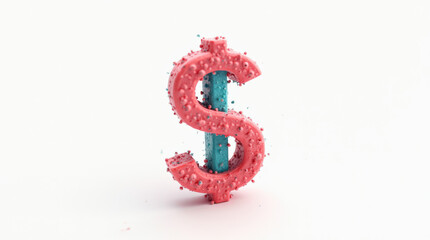 Fototapeta premium Vibrant Dollar Sign Isolated on Colorful Background – Artistic Currency Symbols for Financial and Business Themes