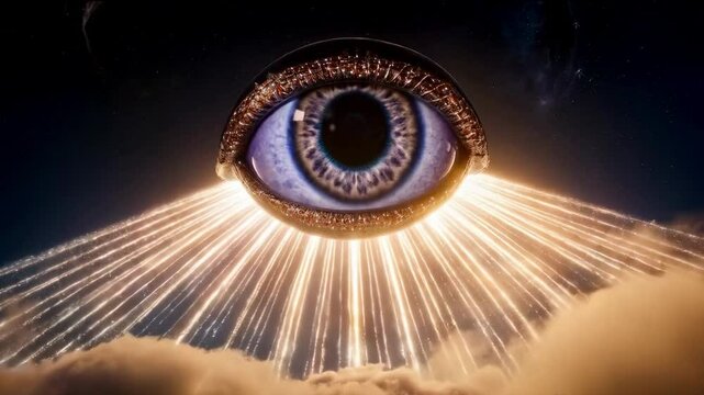 The all-seeing eye, or radiant delta, is a Masonic symbol. The third eye shines in the sky. The eye of a god from heaven. All seeing eye