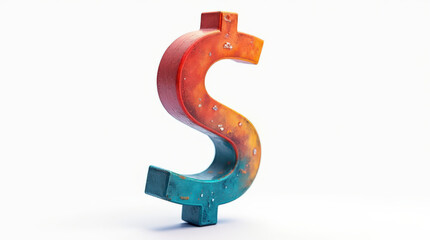 Fototapeta premium Vibrant Dollar Sign Isolated on Colorful Background – Artistic Currency Symbols for Financial and Business Themes