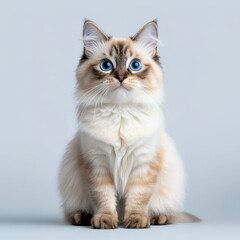 Fluffy Kitten with Big Sparkling Eyes Sitting Gracefully