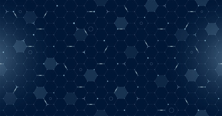 VR HUD futuristic user interface hexagons grid. Digital UI screen hexagonal seamless mesh. GUI hi tech visor backdrop. Spaceship head up display hex lines on dark blue background. FUI Sci Fi dashboard © Azat Valeev