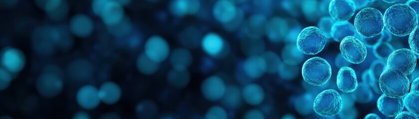 A mesmerizing abstract design of blue bubbles floating against a dark background, perfect for artistic and modern themes.