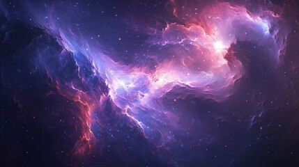 Vibrant Cosmic Nebula with Purple and Pink Swirls in Deep Space