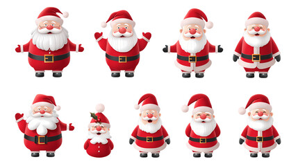 Christmas santa claus set on transparent background