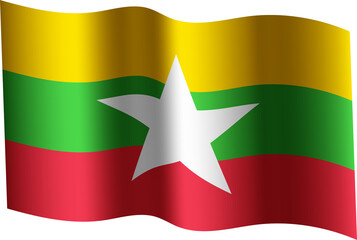 Myanmar Realistic 3D Waving Flag