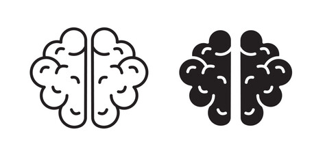 Brain icon in solid and stroke style.