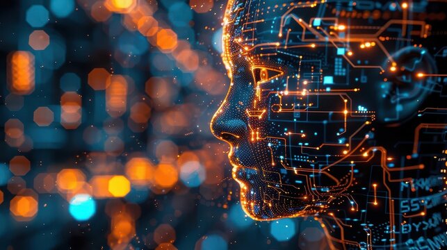 Artificial intelligence algorithms displayed visually, dynamic and futuristic, Urban, Cool tones, Illustration, Digital intelligence