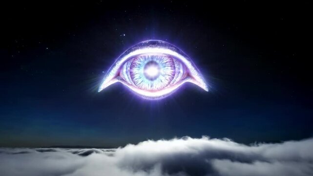 The all-seeing eye, or radiant delta, is a Masonic symbol. The third eye shines in the sky. The eye of a god from heaven. All seeing eye