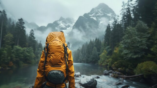 Backpacking adventures through remote wilderness areas, adventurous and natural, Nature, Soft tones, Photograph, Outdoor exploration