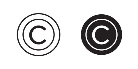 Copyright icon in solid and stroke style.