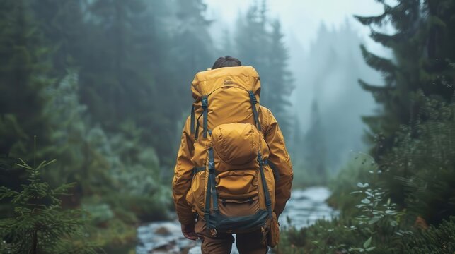 Backpacking adventures through remote wilderness areas, adventurous and natural, Nature, Soft tones, Photograph, Outdoor exploration