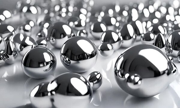 3D chrome metallic abstract shape object, Sleek metal on white background