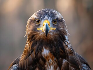 Naklejka premium Birds of prey in hunting stances, intense and focused, Nature, Cool tones, Photograph, Predatory elegance