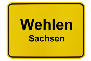 Illustration eines Ortsschildes von Wehlen in der Sächsischen Schweiz