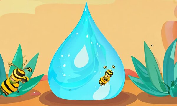 Cute honey bee cartoon animation