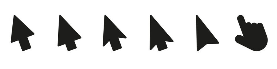 PrintComputer mouse click cursor gray arrow icons set and loading icons. Cursor icon.Computer mouse click vector illustration.